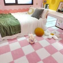 24pcs Plush Patchwork Carpet, Cute Fluffy Bedside Rug, Puzzle Foam Floor Mat, Square Window Cushion, Decorative For Living Room, Bedroom, Tatami, Game Room, 11.81*11.81 Inches, Washable & Trimmable Rug For All Seasons - Multicolor - View 9