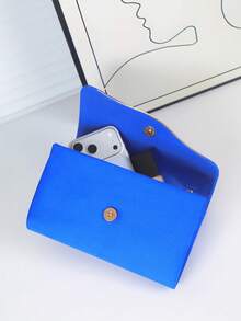 Bolso de mano elegante para mujer, bolso de fiesta minimalista de un solo color en felpa, bolso de noche de lujo para mujer, bolso bandolera y de hombro desmontable con cadena de metal, cartera de fiesta para mujer, adecuado para vacaciones, fiestas, galas, bodas, mejor regalo - Azul - Ver 7
