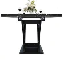 Mesa de comedor extensible, mesa de comedor, mesa de cocina, mesa de balcón, mesa de comedor de madera, mesa de comedor extensible, 120–160 cm, capacidad para hasta 6 personas, color negro. - Negro - Ver 5