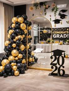 1pc Customized Party/Graduation Mirror Sticker, "Welcome To My Graduation Party" Mirror Decal, DIY Graduation Party Mirror Polyethylene Sticker, Personalized Graduation Party Mirror Welcome Sign Sticker, Welcome Sign For Graduation, Graduation Party Supplies, Class Of 2026, Wedding Decoration, Wedding Supplies - Multicolor - View 4