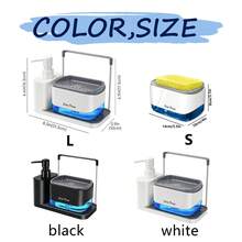 Kitchen Sink Organizer Set, Dual Soap Dispenser With Sponge Holder, Floor-Standing Installation, Phthalate-Free Material, No Electricity Needed, Liquid Soap And Dish Soap Dispenser With Tray And Dishcloth Rack - Multicolor - View 9