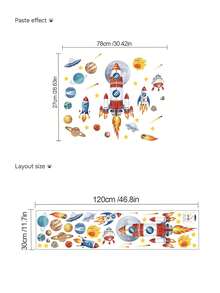 mama look 1pc, Multi-Size, Space, Planet, Rocket, Astronaut, Alien, PVC Removable Wall Sticker, Suitable For Bedroom, Living Room, Study, Dining Room, Corridor, Bathroom, Home Wall Decor, Room Decoration, Etc. - Multiple Styles - View 10