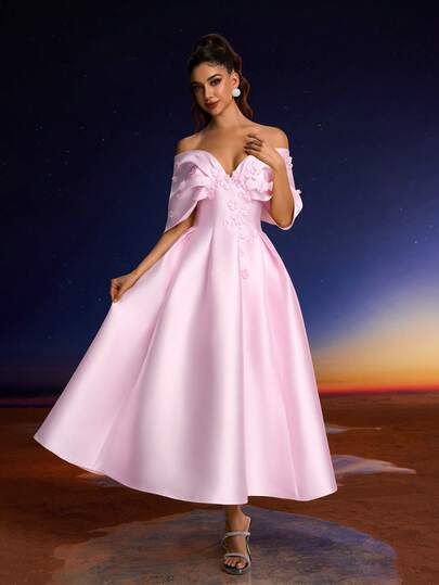 Đầm dạ hội sang trọng Anymoon với ren và sequin, họa tiết hoa 3D, thích hợp cho các buổi dạ tiệc, liên hoan, đám cưới và các dịp trang trọng khác.