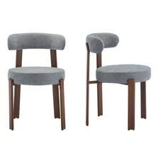 Dining Chair, Medieval/Modern Style, Fabric Kitchen Chair, With Armrest. - Grey - View 12