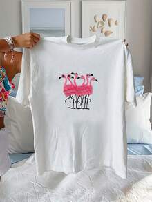 Camiseta de modara mujer con estampado - Blanco - View 1