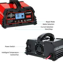 LVYUAN 40A 12V/24V Battery Charger, LiFePO4 Lead-Acid Portable Car Charger With LCD Display, Suitable For Cars, Trucks, Motorcycles And Marine Batteries. - 美規B型插(110-127V) - 查看 3