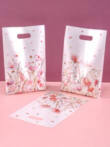 10/20/50pcs Pink Wildflower Gift Bags, Watercolor Floral Countryside Design Party Favor Bags With Handles, Birthday Decor, Holiday Candy Bags, Wedding Bride Party, Gift Packaging Supplies, Retail Shopping Bags And Small Business Supplies, Gift Wrap Bags, Spring Summer Theme Party Supplies - Pink and Purple Wildflowers - View 6