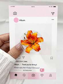 透明百合花图案印花手机气囊支架，适用于和安卓手机 - 彩色 - 查看 8