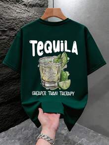 SU ER Men's Fashionable Printed Loose Short Sleeve T-Shirt | Exquisite Design | Summer Essential | Easy To Match, Showcasing Your Style - Dark Green - View 2