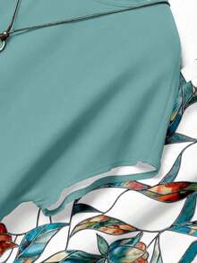 Conjunto de 2 piezas con estampado floral ajustado, versátil para primavera/verano - Multicolor 7 - Ver 8