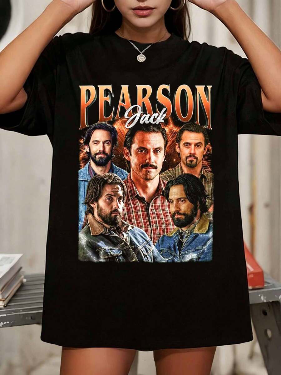 Vintage Jack Pearson 90s T-Shirt, Soft-Style  T-Shirt, Gift For Woman And Man Garment-Dyed T-Shirt - Black - View 1