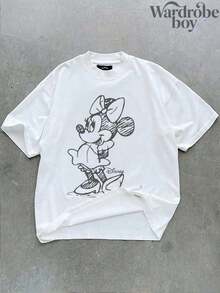 1PC Disney Printed T-Shirt,Mickey And Minnie Couple Matching Printed Outfits T-Shirt,Unisex,High-Quality Pure Cotton T-Shirt,Suitable For All Seasons, Comfortable And Breathable| Exquisite Design | The Best Choice For Giving Gifts - Áo thun nữ - Xem 2