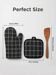 Black Heat Resistant Gloves, Heatproof, Anti-Slip, Suitable For Microwave, Oven, Baking - View 3
