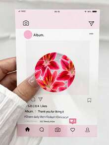 透明百合花图案印花手机气囊支架，适用于和安卓手机 - 彩色 - 查看 6