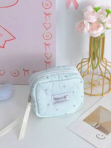 Soft Solid Color Polka Dot Print Sanitary Napkin Storage Bag, Portable Travel Essential Bag, Women's Storage Bag, Digital Wallet Or Coin - View 15