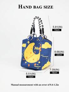 Geometric Pattern Multi-Color Knot Decor Large Capacity Bucket Bag, Handheld Tote, Elegant Multifunctional Travel Handbag - Yellow - View 2