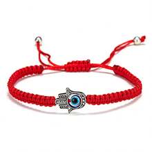 1 pieza Pulsera del ojo malvado ajustable, pulsera tejida con cuentas apta para parejas y amigos - ojos azules - Ver 11
