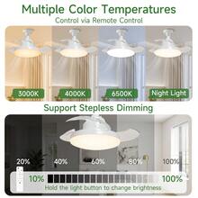 30W Remote Control LED Ceiling Fan Light, AC85-265V Dimmable Adjustable Speed Quiet Ceiling Fan Lamp For Bedroom, Living Room, Dining Room, Home Lighting - E27 Lamp Holder Fan Light - View 11