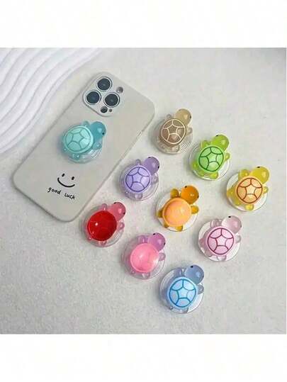 1pc Luminous Turtle Phone Holder, ABS Material Small Turtle Retractable Folding Holder, Suitable For Smartphones, Creative Phone Support, Suitable As An Ideal Gift For Friends Compatible With IPhone, Android Phone, Gift For Birthday, Family, Friends Push-Pull Phone Grip, Phone Accessories