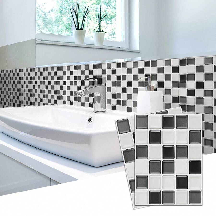 Crystal Mosaic Self-Adhesive Wall Sticker, Waterproof And Moisture-Proof Wall Paper For Bathroom, Kitchen, Removable Tile Backsplash, 3D Self-Adhesive Wall Tiles, Kitchen And Bathroom Splash Guard, Waterproof And Moisture-Proof Kitchen And Bathroom Sticker, Tile Backsplash For Kitchen, Bathroom, Laundry Room, RV And Fireplace Decor - Ideal For DIY
