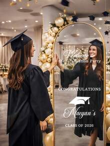 1pc Customized Party/Graduation Mirror Sticker, "Welcome To My Graduation Party" Mirror Decal, DIY Graduation Party Mirror Polyethylene Sticker, Personalized Graduation Party Mirror Welcome Sign Sticker, Welcome Sign For Graduation, Graduation Party Supplies, Class Of 2026, Wedding Decoration, Wedding Supplies - Multicolor - View 5