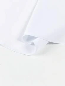男士正装衬衫，纽扣设计，简约，商务，通勤，纯色，长袖，秋季 - 白色 - 查看 6