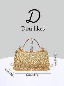 Women's Handbag With Sparkling Crystal Embellishments And Gemstone Hardware, Suitable For Weddings, Parties, Galas, Valentine's Day Gifts, And Birthday Presents. - 金色 - 查看 6