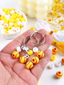 Perlen zum Basteln, Perlen-Schlüsselanhänger-Set, Schmuckherstellungs-Zubehör, Buchstabenperlen Sportgeschenk DIY-Schmuck Rucksack-Accessoires - DIY-Schlüsselanhänger-Bastelset - Übersicht 6
