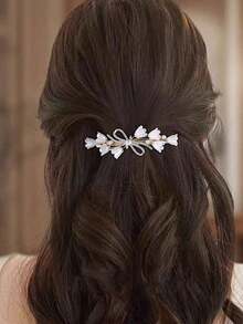 1pc Floral Crystal Hair Clip, Vintage French Crystal Hair Barrette, Elegant Pearl Hair Accessory, Flower Hair Clips, Hairpin, Summer Accessories - Nhiều màu - Xem 5