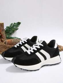 Spring/Autumn New White Women's Sneakers, Low-Top Low-Heel Round Toe Lace-Up Comfortable Casual Outdoor Sports Shoes, Versatile Multi-Function Shoes, Size 35-43 Available, Suggest Ordering One Size Up - màu đen - Xem 6