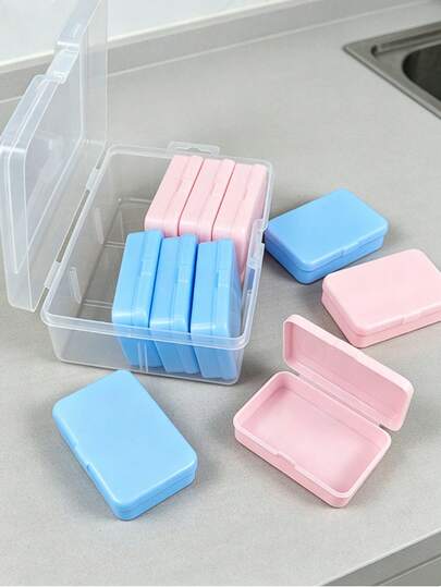 1 Hộp lớn chứa 10 hộp nhỏ có ngăn, hộp đựng trong suốt hai màu có nắp đậy, hộp đựng đồ thủ công hình chữ nhật trong suốt, thích hợp để đựng bông tai, nhẫn, trang sức, dụng cụ làm móng, túi đựng mỹ phẩm, túi đựng đồ vệ sinh cá nhân, đồ dùng du lịch.