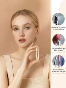 5pcs 5ml Refillable Mini Perfume Atomizer Bottles, Aluminum Alloy Shell + Transparent Inner Bottle, Multi-Color Metallic Finish Portable Small Bottles, With Visible Window Leak-Proof Fine Mist Spray, Portable Travel Cosmetic Dispenser Containers, Back To School Supplies, Suitable For Daily Commute, Vacation, Business Trip - Multicolor - View 7