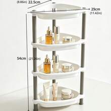 3-Tier Bathroom Corner Shelf, Floor Standing Triangular Storage Rack, Multifunctional Organizer For Bathroom, Kitchen, Laundry Room - Brown - View 5