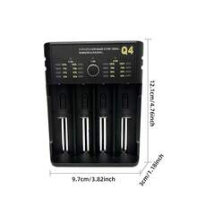 Q4 4槽智能电池充电器，带液晶显示屏，高速USB-C充电站，兼容AA/AAA镍氢/镍镉/锂离子充电电池，通过CE认证，适用于家庭、办公室和旅行。 - 黑色 - 查看 2