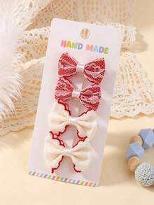 Bộ 4 kẹp tóc trẻ em/bé sơ sinh, làm thủ công với nơ ren và voan, kiểu mỏ vịt cổ điển, nhẹ nhàng, là giải pháp quà tặng và sử dụng hàng ngày hoàn hảo cho trẻ sơ sinh, trẻ nhỏ và bé gái. Lý tưởng cho quà tặng tắm bé và sinh nhật, phụ kiện hàng ngày và ngày lễ, lễ rửa tội và tiệc tùng, ảnh kỷ niệm cho trẻ sơ sinh, băng đô cài tóc. - Nhiều màu - Xem 8