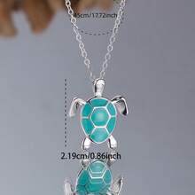 Vanel 1 chiếc mặt dây chuyền hình rùa biển màu bạc thanh lịch, trang sức thời trang chủ đề đại dương, thích hợp đeo hàng ngày. - xanh bạc - Xem 5