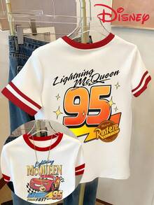 Disney Women's Lightning McQueen T-Shirt - Official Cars Movie Double-Sided Racing Print With Lightning McQueen & Cars, Casual Summer Outfits Suitable For Birthdays, Gifts, Vacations, Casual Attire (Machine Washable) - 白色 - 查看 7