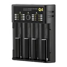 Q4 4槽智能电池充电器，带液晶显示屏，高速USB-C充电站，兼容AA/AAA镍氢/镍镉/锂离子充电电池，通过CE认证，适用于家庭、办公室和旅行。 - 黑色 - 查看 8