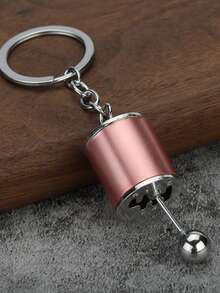 1pc Creative Gear Shift Shaped Zinc Alloy Keychain, Unisex Design - Black - View 4