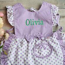 Personalized Floral And Plaid Apron With Customized Embroidered Name For Cooking And Crafting - Children's Aprons - View 16