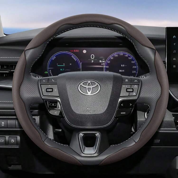 Hocasen Bọc vô lăng siêu mỏng bằng da đục lỗ thoáng khí, thiết kế phân đoạn, dành cho RAV4/Corolla/Hilux/Camry/Yaris/Corolla Cross/Highlander/Kluger/Grand Highlander/Tacoma/Tundra/Sequoia/4Runner/C-HR/Fortuner/Innova/Avanza/Rush/Raize/Sienna/Vellfire/Alphard/HiAce/BZ4X/Land Cruiser/Prado/Proace, có các màu Đen, Đỏ đô, Nâu nhạt, Be, Xám, Xanh lá cây. - Khóa bấm - Xem 22