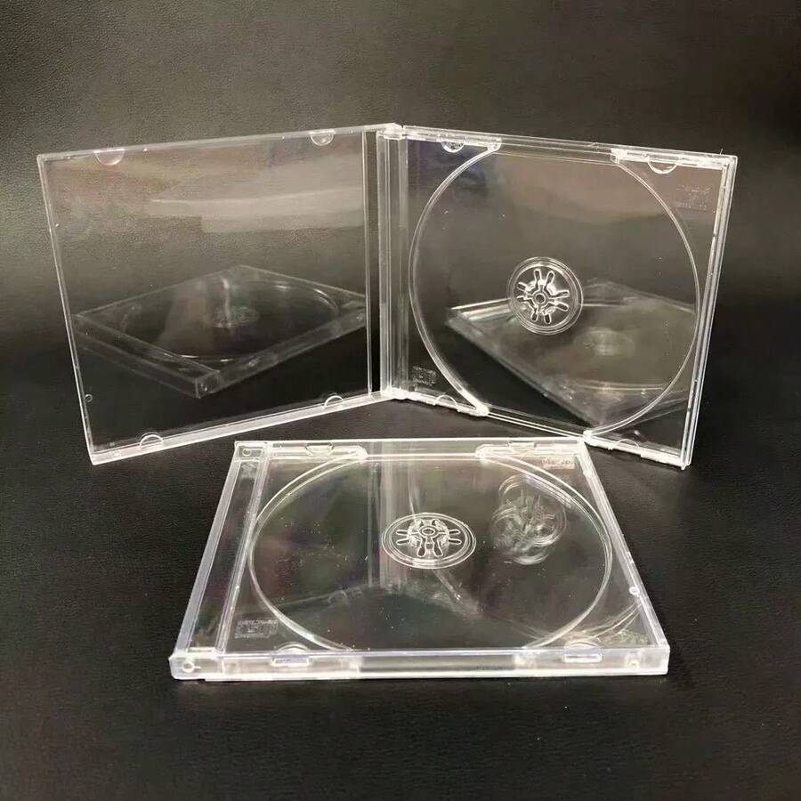 Set de 10 cajas cuadradas para CD/DVD, cajas de plástico para un solo disco para almacenamiento de álbumes de CD/DVD, cajas de grabación, cajas pequeñas - Blanco - Ver 1