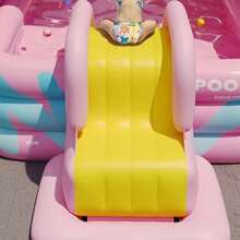 Toboggan de piscine gonflable, design portable, piscine d'été rafraîchissante épaissie, convient aux réunions de famille, aux fêtes en plein air, au camping, aux pique-niques, aux activités de divertissement dans la cour arrière (accessoires non inclus), pliable pour le stockage, convient à la piscine gonflable de taille familiale, applicable pour la plage, les activités de camping en plein air, le parc aquatique d'été dans la cour arrière, la piscine extérieure domestique - Toboggan gonflable - Voir 2
