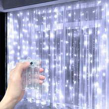 1pc Wedding Window Curtain LED String Lights, 8 Lighting Modes, Battery Powered, Indoor Hanging Lights For Birthday Party, Bedroom, Living Room, Window Decor (Batteries Not Included) - AA Battery Box Curtain Light - View 17