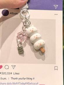2pcs Cute Lucky Leaf Phone Charm Keychain, Japanese Cat Shaped Phone, Camera, Earphone Pendant, Handmade DIY Accessories, Women Car Key Chain, Suitable As Birthday Gift For Friends And Teachers - Multicolor - View 5