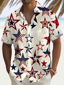 America's 250th Anniversary Independence Day Men's American US Flag Patriotic Fourth Of July Shirt Summer Shirt Button Up Shirt Short Sleeve Fashion Casual Holiday Summer Spring Turndown 3D Print - A508D-AL25278 - 查看 4
