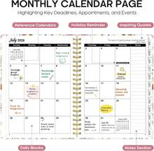 Planner 2026-2027, Academic Year Monthly And Weekly Calendar Planner, Jul 2026 - Jun 2027, Hardcover Teacher Student Planning Agenda Book With Tabs, Perfect For School Office Supplies, 6.3" X 8.5" - Wildflowers - Màu A - Xem 2