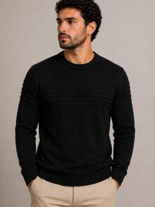 Men's Long Sleeve Sweater, Basic Winter, Round Neck, Old Money Style 2026 - View 1