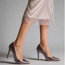 Women's Pumps Pointed Toe 11cm Heel Angela Galvão - Màu xám đen - Xem 5