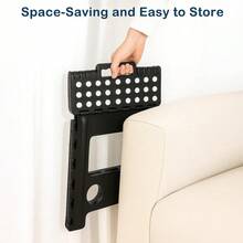 Folding Plastic Footrest Stool, Anti Slip Design, Space Saving With Handle, Suitable For Kitchen, Bathroom, Garden And Outdoor Use - Black - View 5